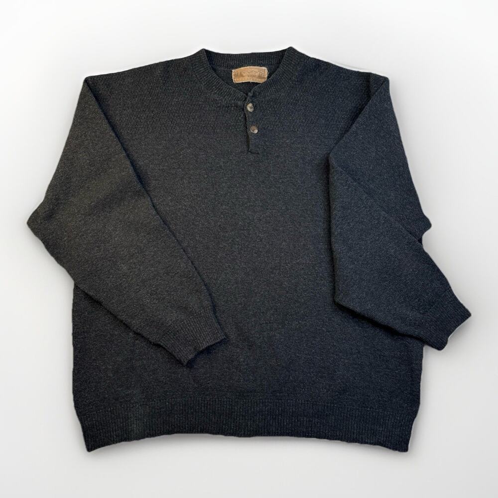 Vintage Shenandoah Hipster Charcoal Grey Knit Sweater Y2K Grandpa L/XL